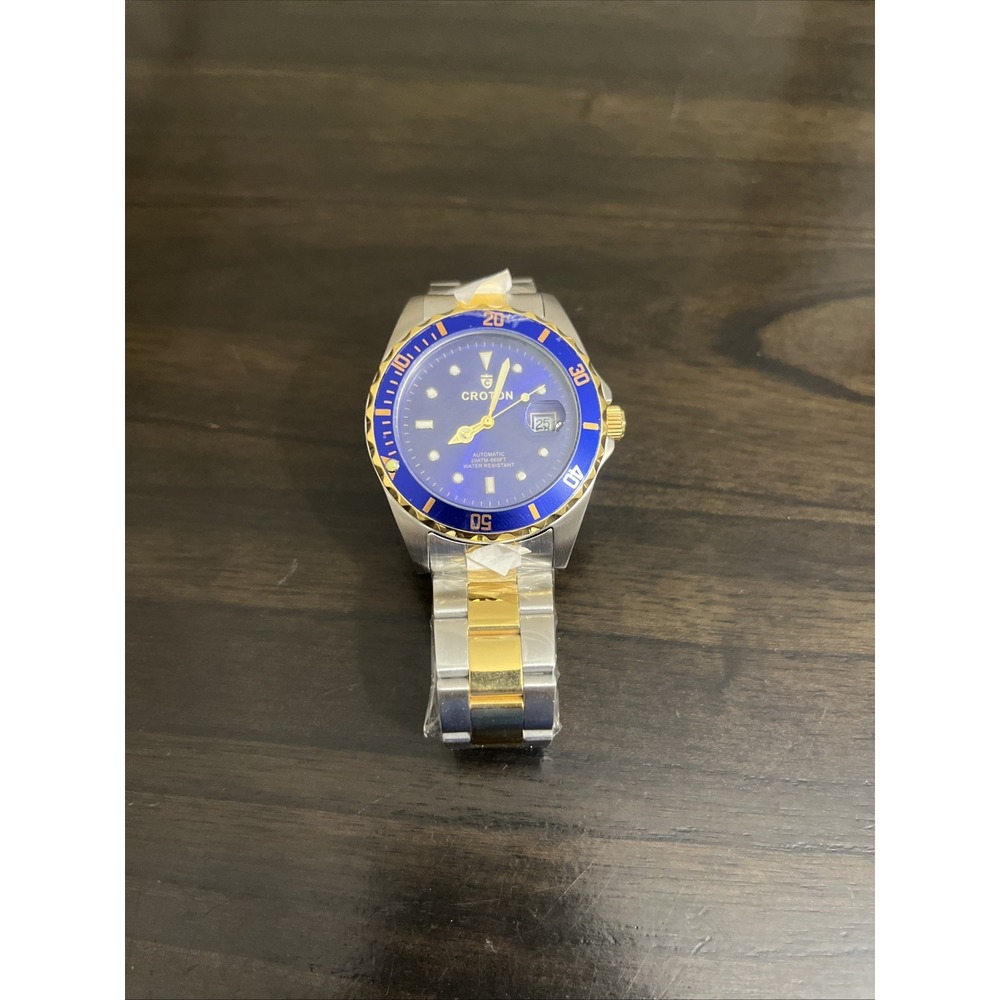 CROTON Two Tone Stainless 20 ATM 660 FT Men's Dive Watch Automatic 42mm Read O2